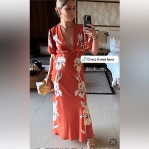 La DoubleJ Marlene midi dress orange flowers size small